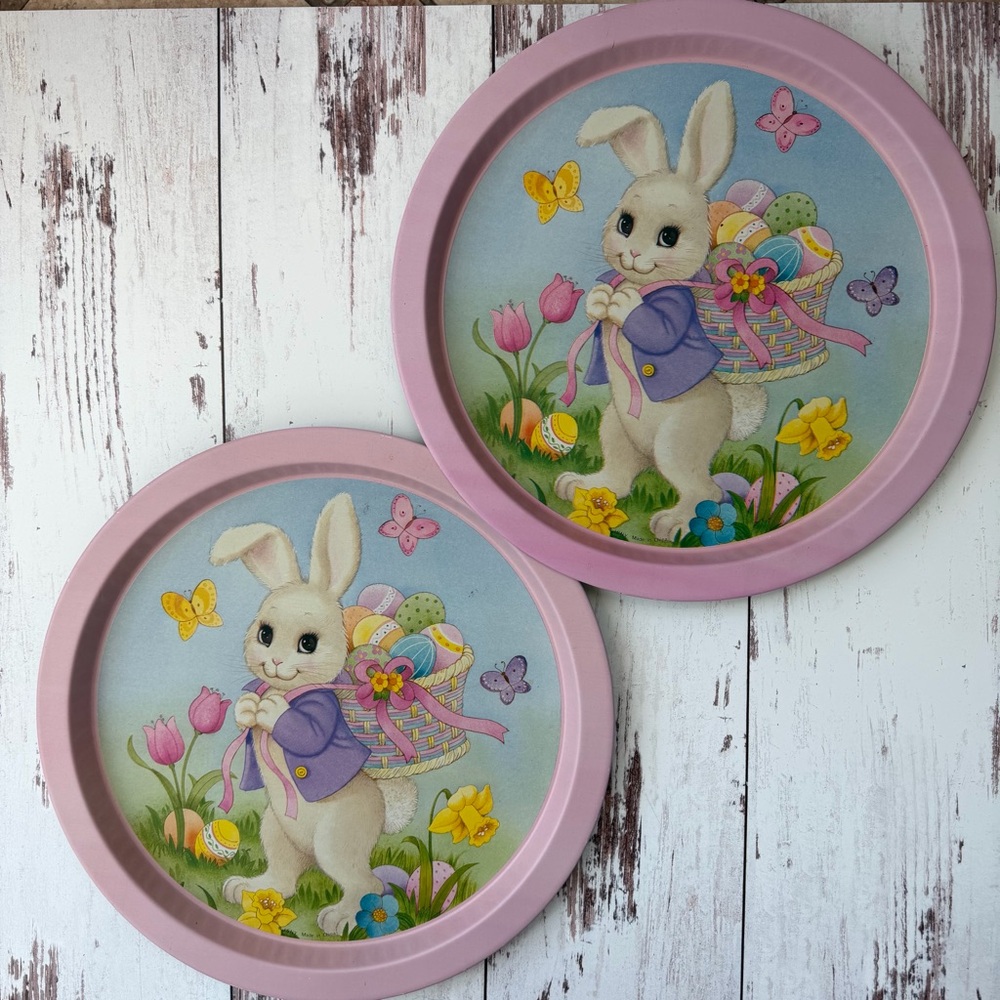 Easter Bunny Decorative Metal Plates